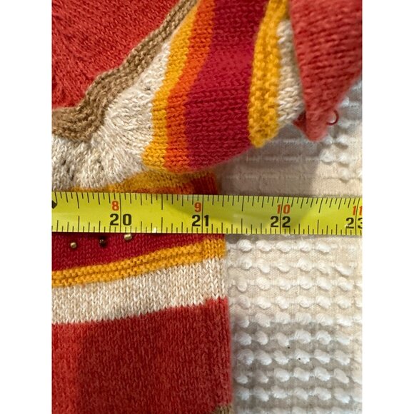 Alfred Dunner Womens Sweater Sz L Orange Striped Beaded Boho Granny Artsy Comfy - Picture 7 of 11